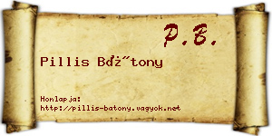 Pillis Bátony névjegykártya